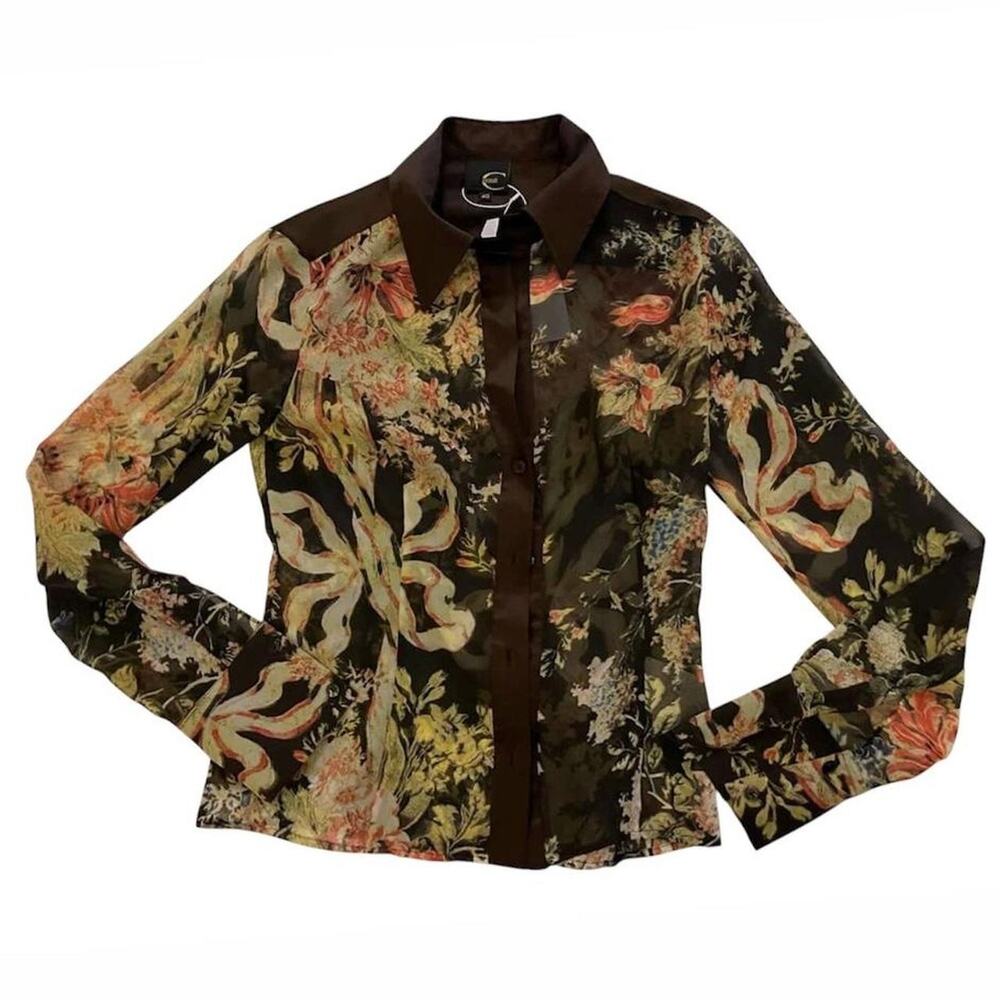 Roberto cavalli silkmesh button up